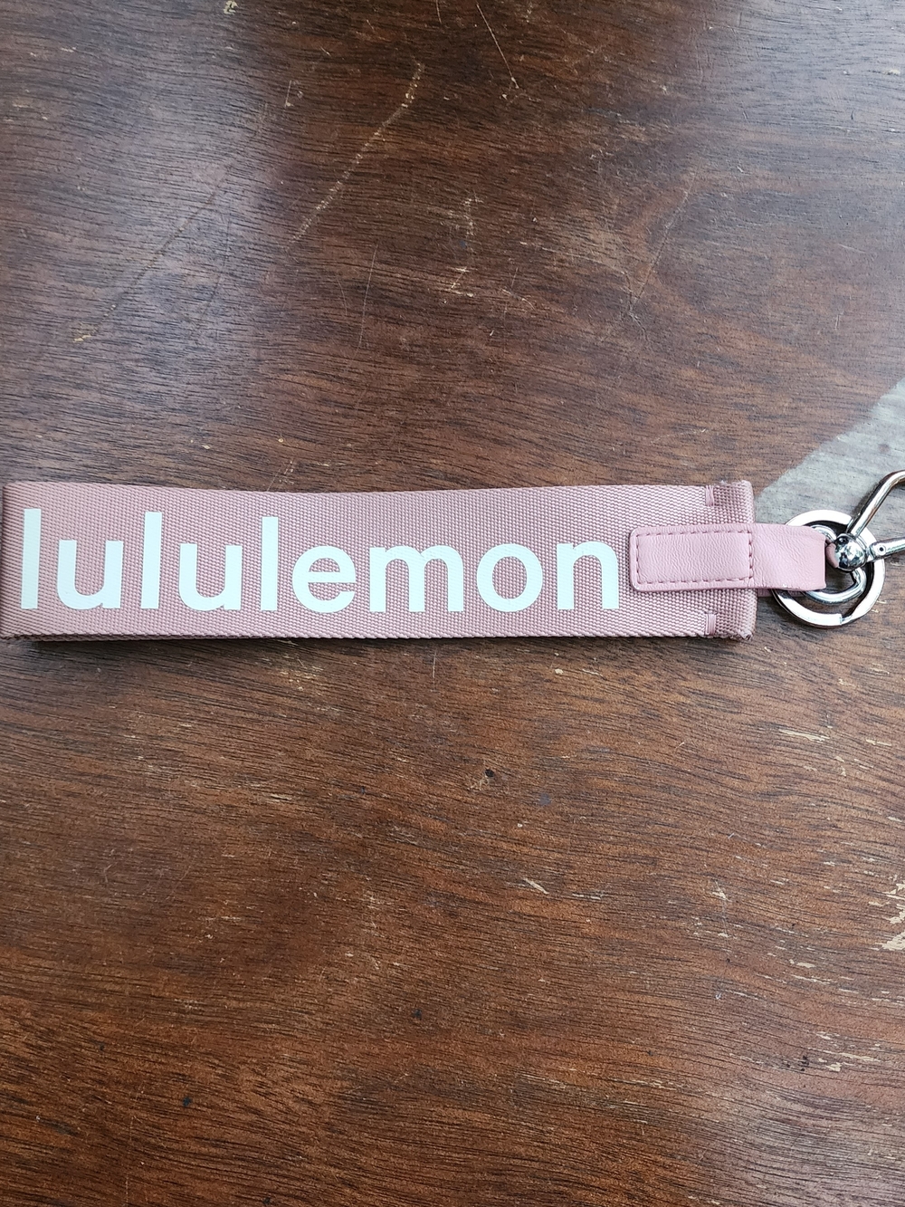 Lululemon Never Lost Keychain Wordmark Pink Mauve Taupe Lanyard Strap OS
